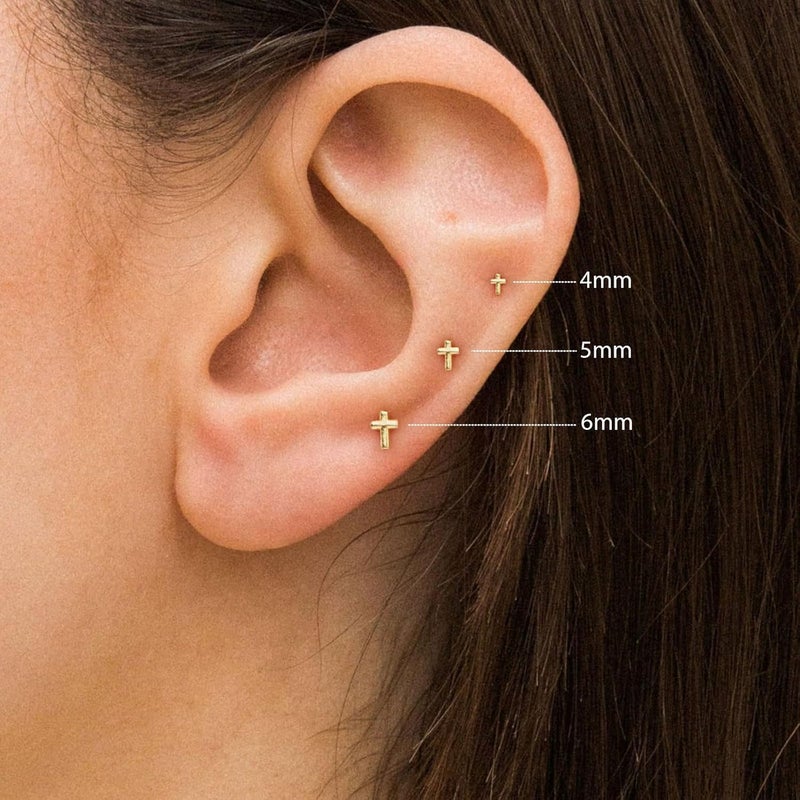 VRIUA 20G Tiny Flat Back Earrings for Women - 14K Gold/Silver Plated Small Flat Back Stud Earrings Hypoallergenic Cartilage Helix Piercing Jewelry - Image 1